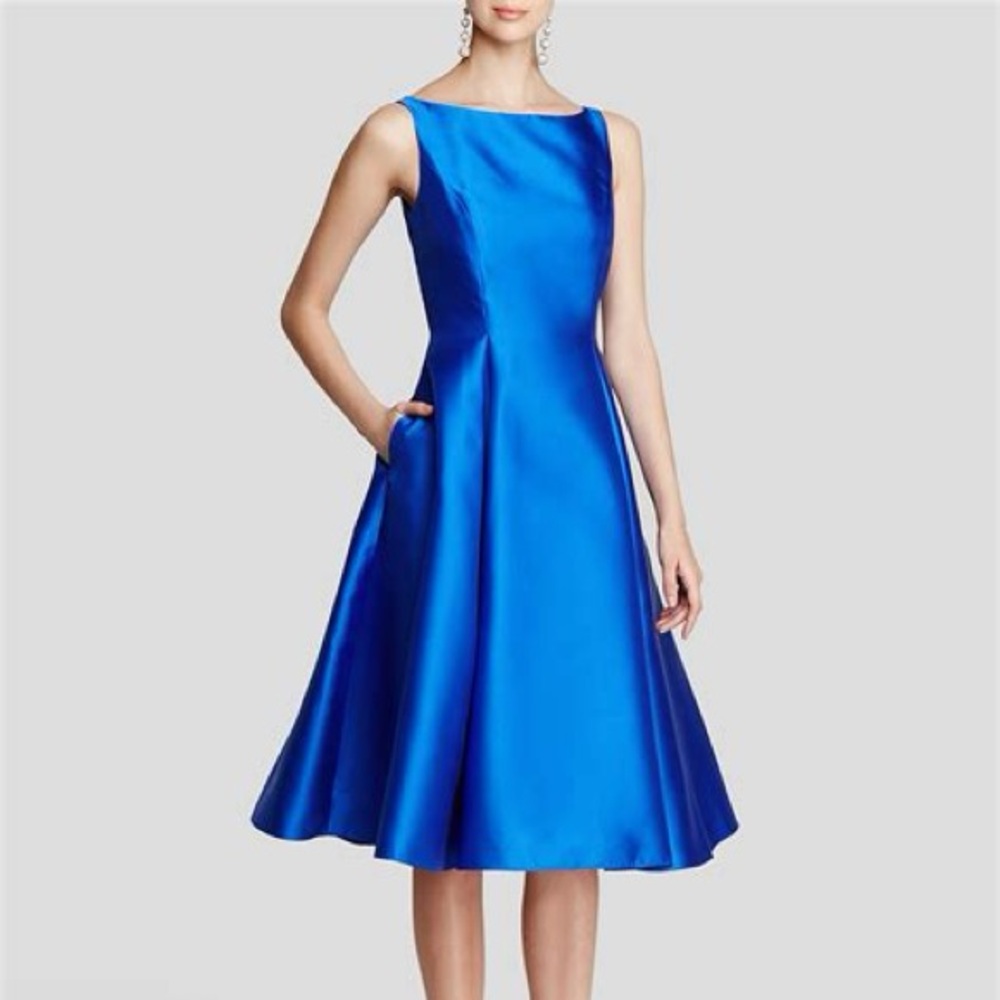 Adrianna Papell Sz 6p Sleeveless Tea-Length Dress, Royal Blue, Audrey Hepburn
